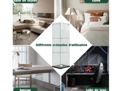 Vitrina de cristal de 3 estantes con iluminación táctil - 123,3 x 39,8 x 35 cm - Vitrina estrecha - Negra