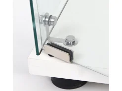 Vitrina de cristal de 3 estantes con puerta, estantería independiente para sala de estar, dormitorio y oficina, 42 x 36 x 125 cm, color blanco