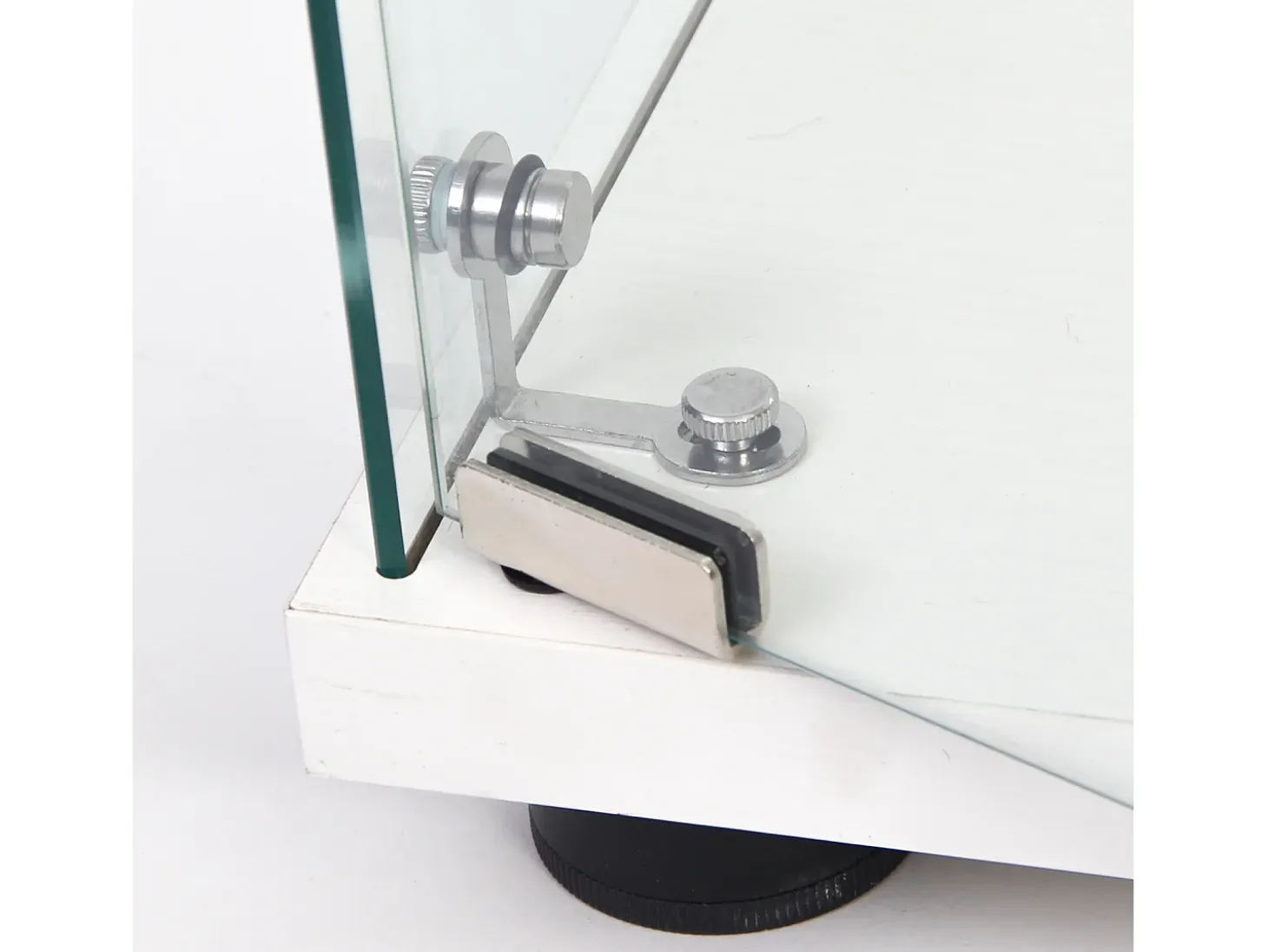 Vitrina de cristal de 3 estantes con puerta, estantería independiente para sala de estar, dormitorio y oficina, 42 x 36 x 125 cm, color blanco