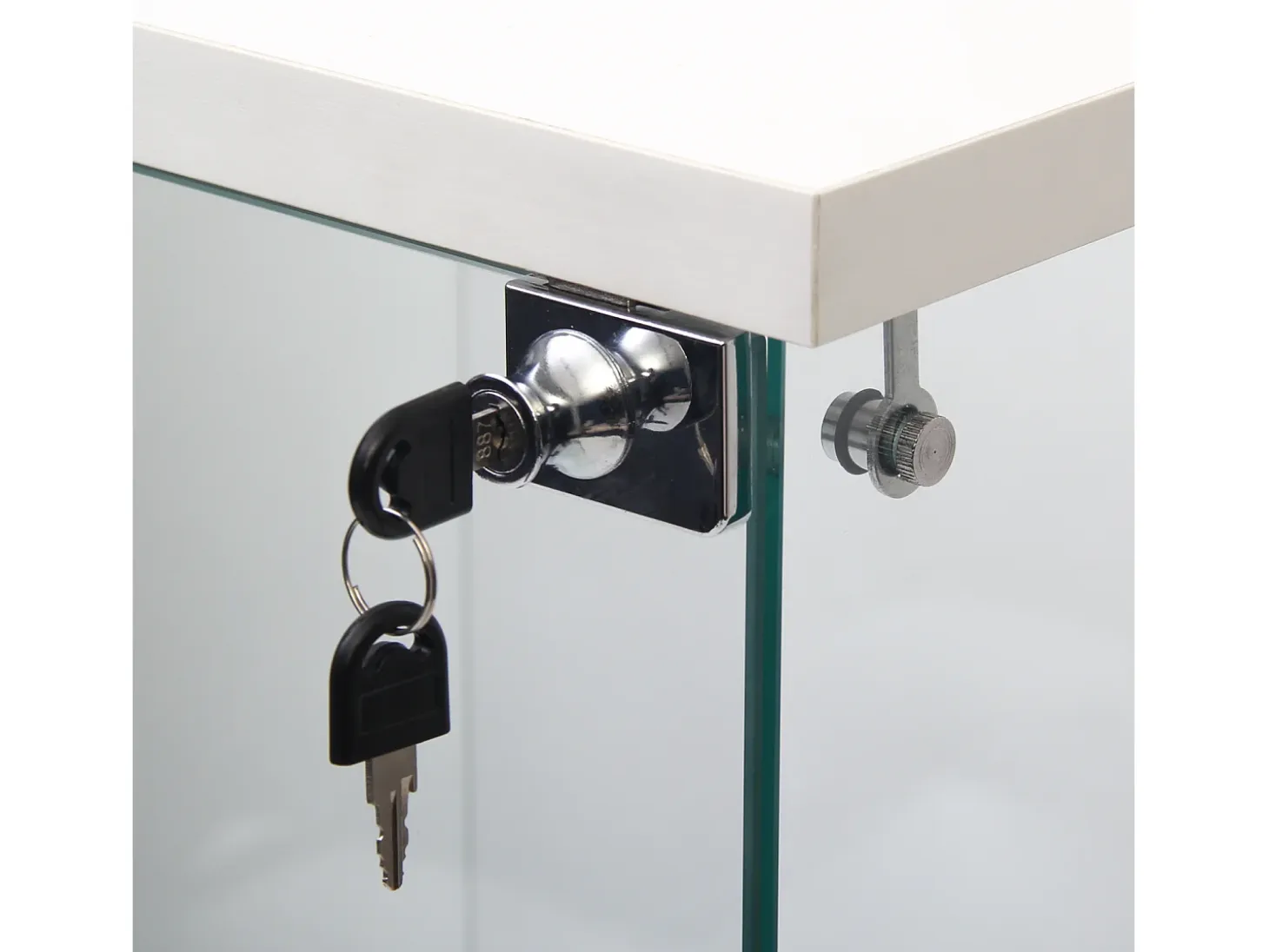 Vitrina de cristal de 3 estantes con puerta, estantería independiente para sala de estar, dormitorio y oficina, 42 x 36 x 125 cm, color blanco