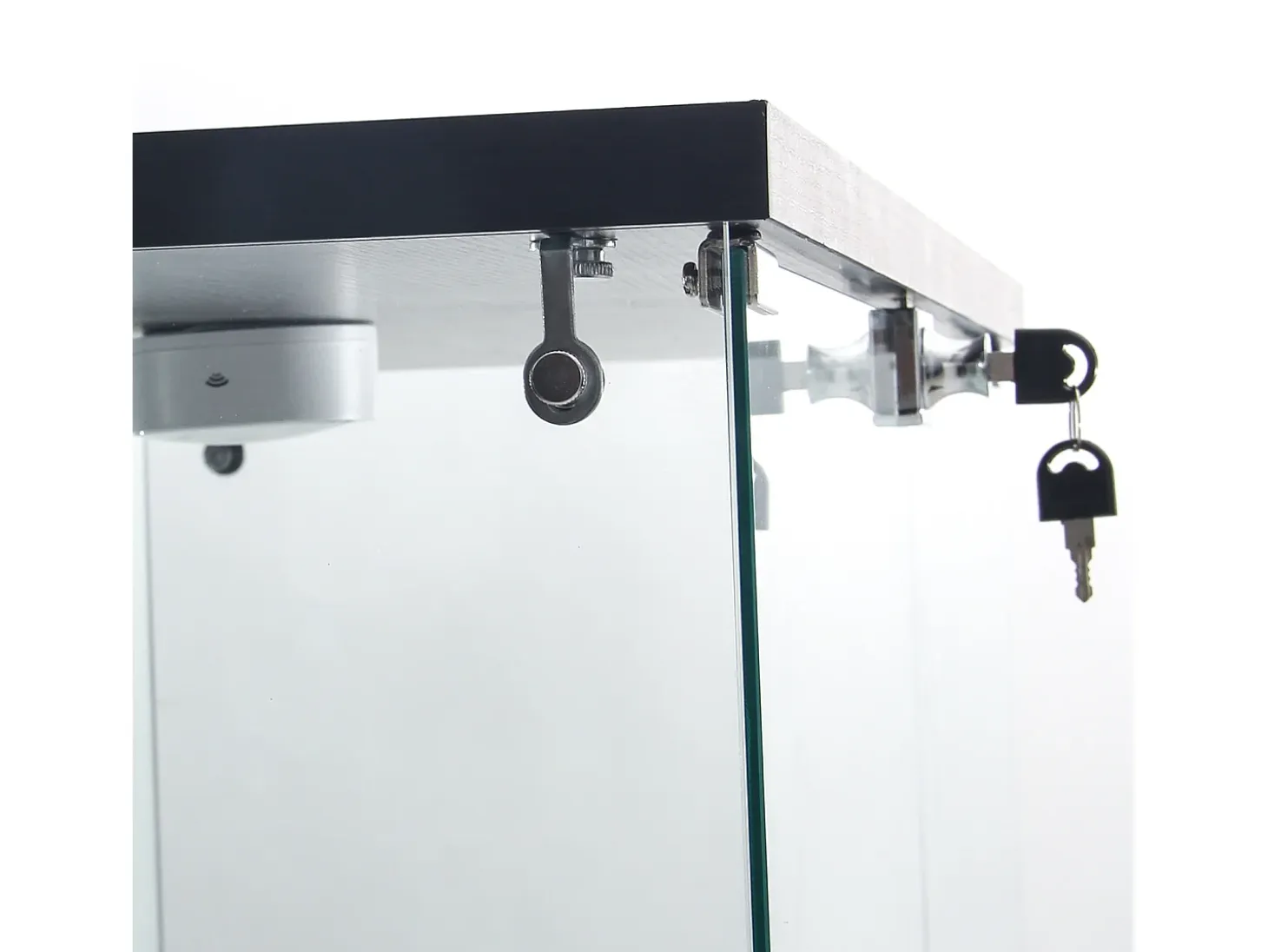 Vitrina de cristal de 163,9 x 36,49 x 80,49 cm, con estantes e iluminación LED, armario de curiosidades de doble puerta.