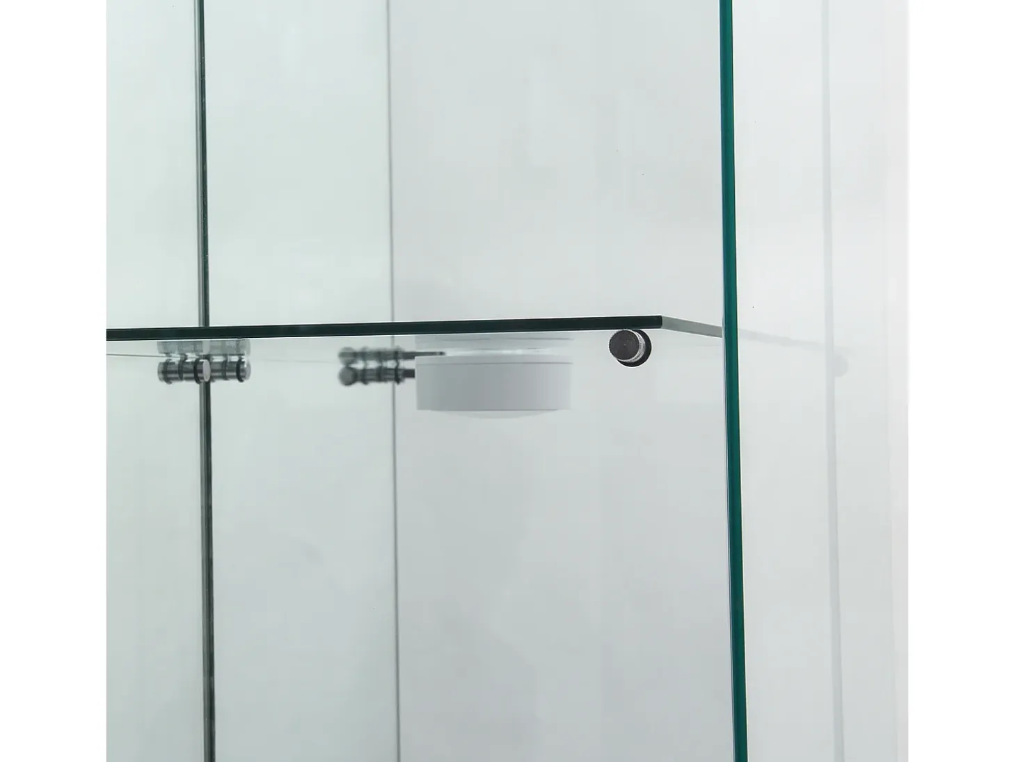 Vitrina de cristal de 163,9 x 36,49 x 80,49 cm, con estantes e iluminación LED, armario de curiosidades de doble puerta.