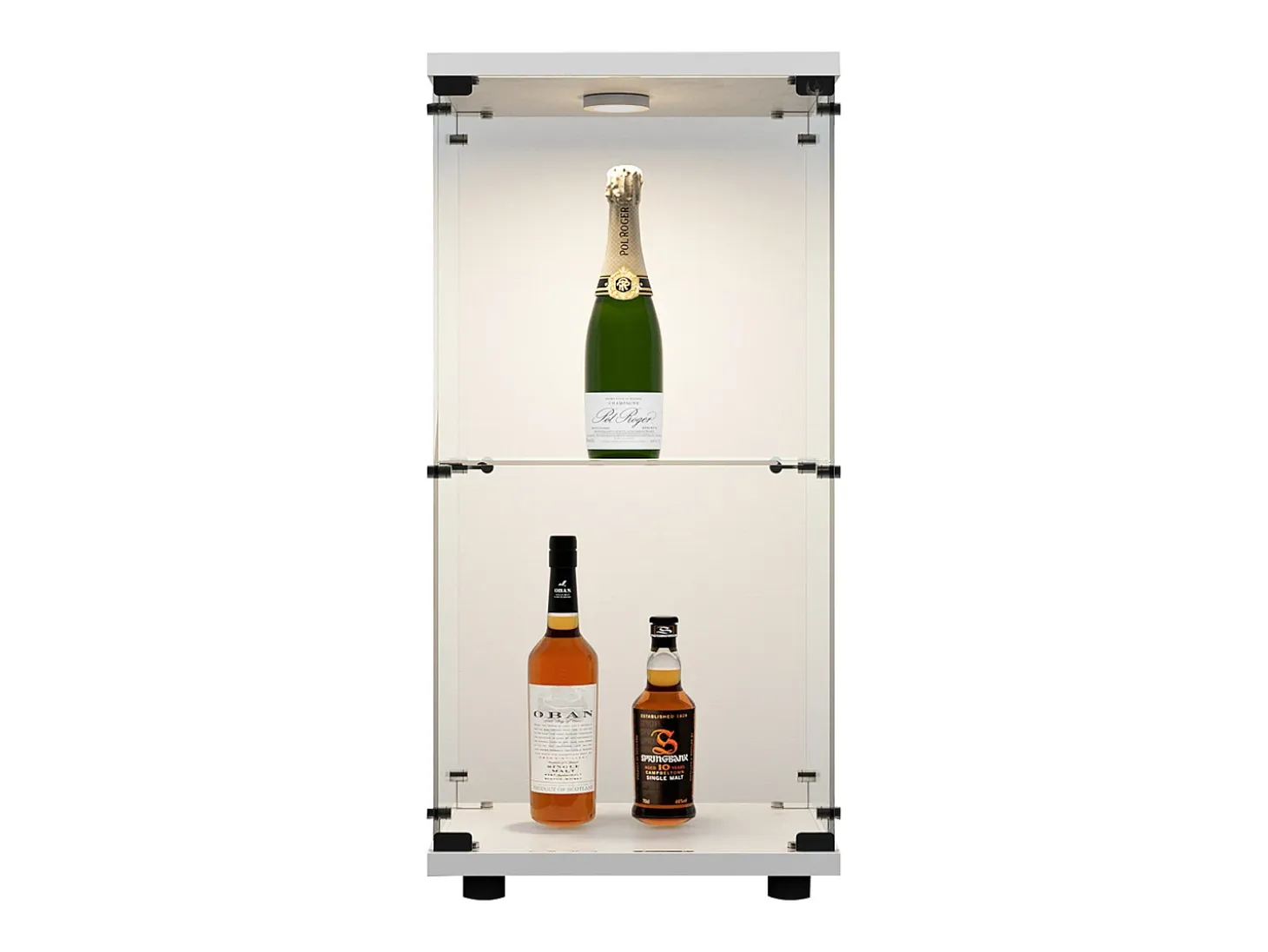 Vitrina de cristal de doble pared, 40*86*36,5 cm, con cerradura antirrobo e iluminación LED, color blanco