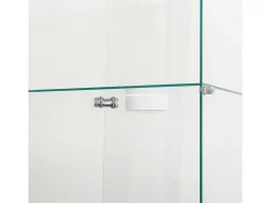 Vitrina de cristal de pie, 125 cm, con iluminación LED, cerradura, 1 puerta, 3 estantes, transparente, color negro