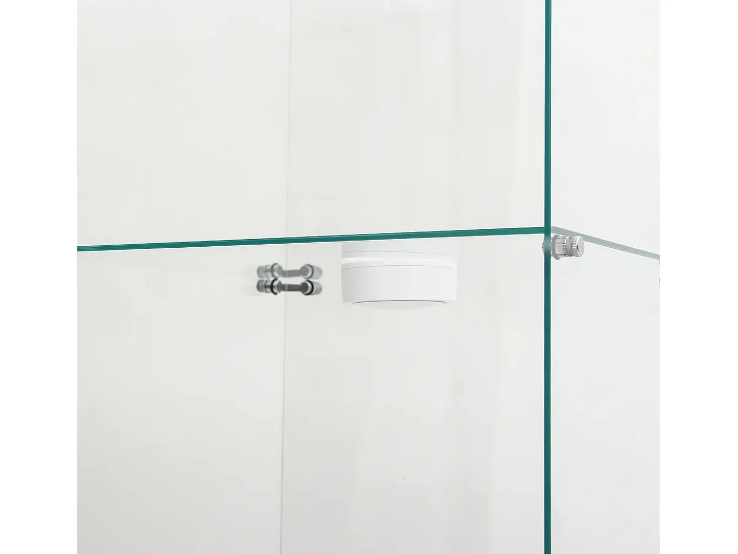 Vitrina de cristal de pie, 125 cm, con iluminación LED, cerradura, 1 puerta, 3 estantes, transparente, color negro