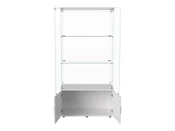 Vitrina de cristal, Vitrina de varios niveles, Vitrina de cristal con cerradura, Vitrina con iluminación LED, 78,51×35×164 cm, Blanco