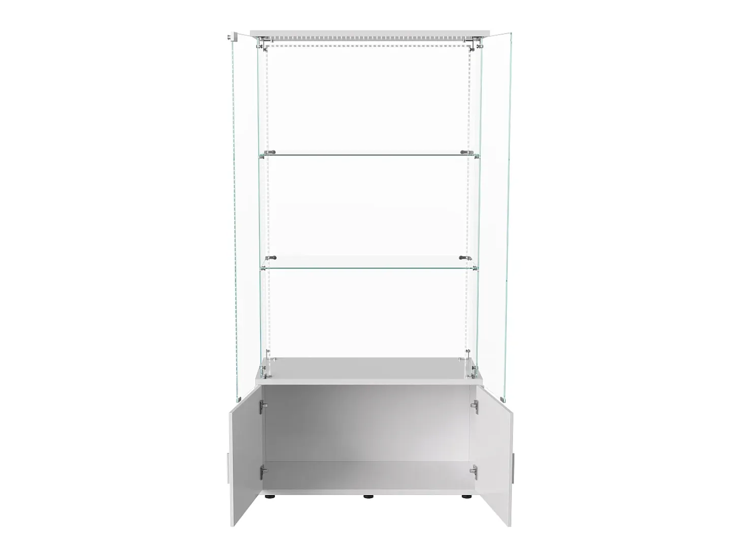 Vitrina de cristal, Vitrina de varios niveles, Vitrina de cristal con cerradura, Vitrina con iluminación LED, 78,51×35×164 cm, Blanco