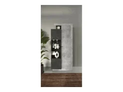 Vitrina de diseño con 2 puertas colección DOMI. Color gris antracita efecto concreto.