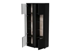 Vitrina de diseño negra con frontal curvado Looping