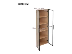 Vitrina de esquina 62×35×160 cm - con iluminación LED - 2 puertas de vidrio - natural