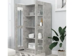 Vitrina de madera contrachapada gris hormigón 82,5x30,5x150cm ES852748