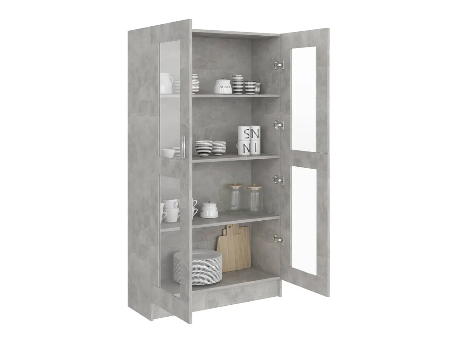 Vitrina de madera contrachapada gris hormigón 82,5x30,5x150cm ES852748