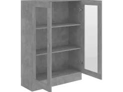 Vitrina de madera contrachapada gris hormigón 82,5x30,5x115 cm ES948785