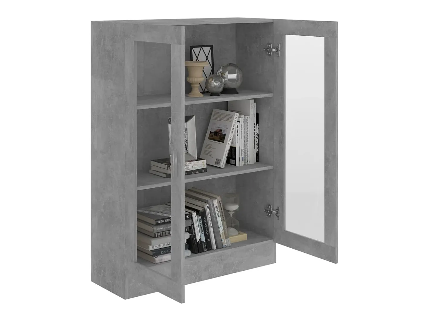Vitrina de madera contrachapada gris hormigón 82,5x30,5x115 cm ES948785