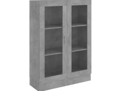 Vitrina de madera contrachapada gris hormigón 82,5x30,5x115 cm ES948785