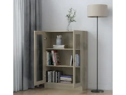 Vitrina de madera contrachapada color roble 82,5x30,5x115 cm