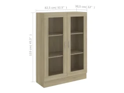 Vitrina de madera contrachapada color roble 82,5x30,5x115 cm
