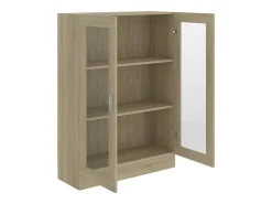 Vitrina de madera contrachapada color roble 82,5x30,5x115 cm