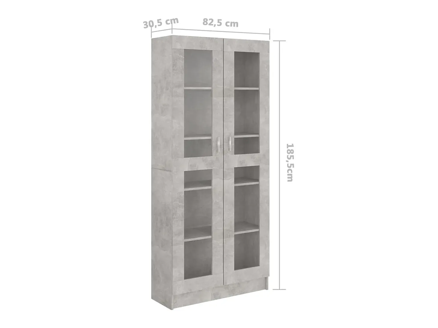 Vitrina de madera contrachapada gris hormigón 82,5x30,5x185,5cm