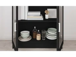 Vitrina de madera contrachapada negro 82,5x30,5x80 cm