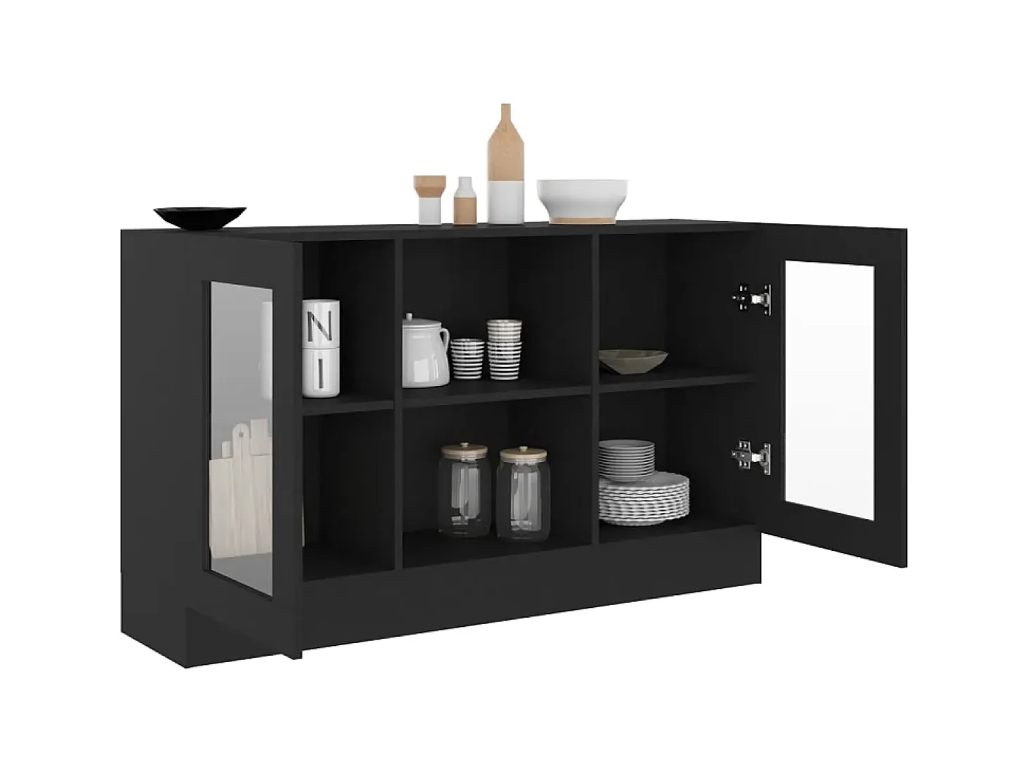 Vitrina de madera contrachapada negro 120x30,5x70 cm ES904203