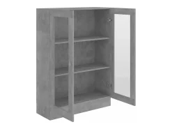 Vitrina de madera contrachapada gris hormigón 82,5x30,5x115 cm