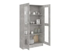Vitrina de madera contrachapada gris hormigón 82,5x30,5x150cm
