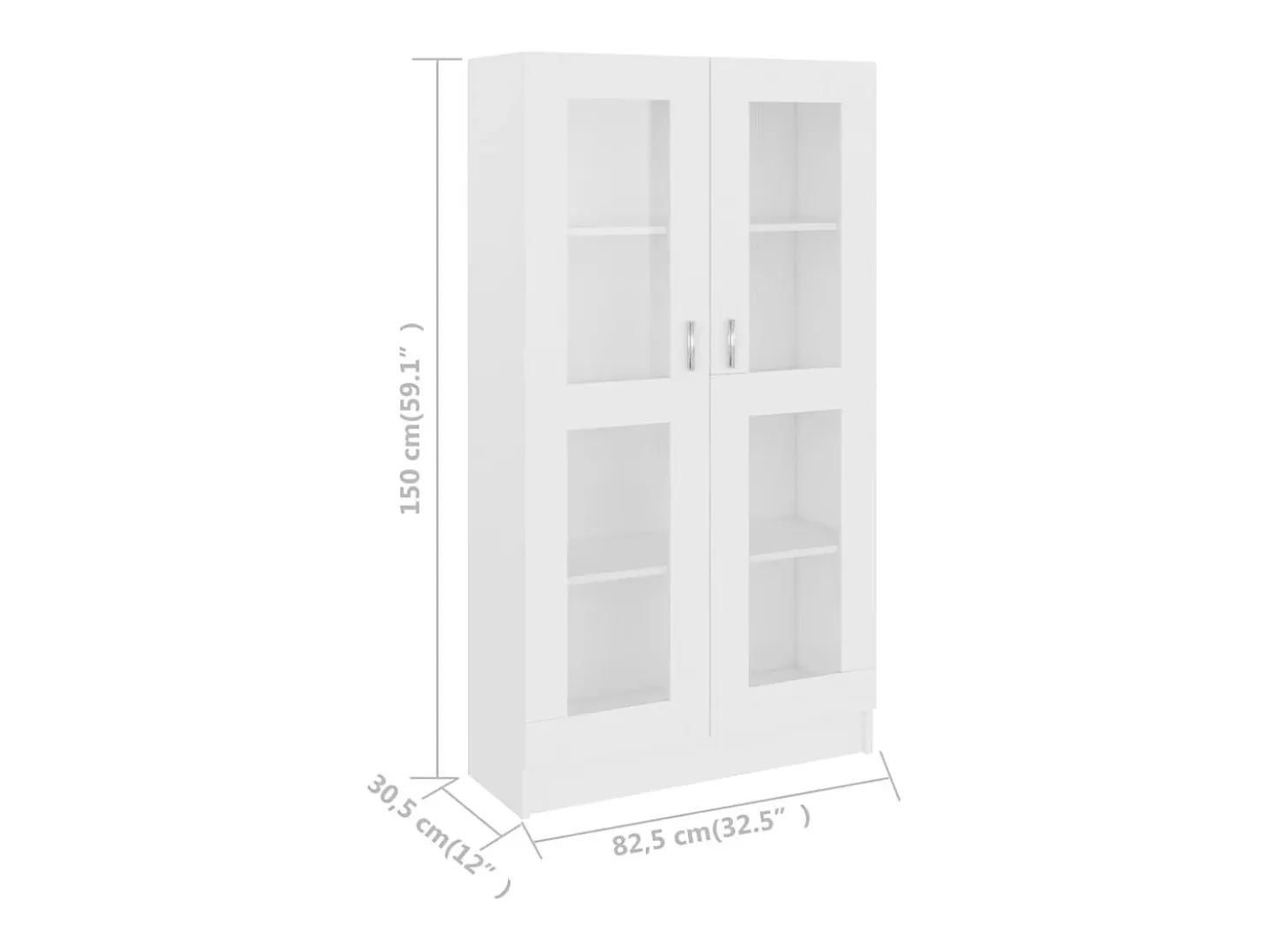 Vitrina de madera contrachapada blanco 82,5x30,5x150 cm