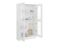 Vitrina de madera contrachapada blanco 82,5x30,5x150 cm
