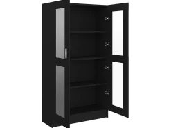 Vitrina de madera contrachapada negro 82,5x30,5x150 cm ES330780