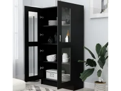 Vitrina de madera contrachapada negro 82,5x30,5x150 cm ES330780
