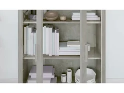 Vitrina de madera contrachapada gris hormigón 82,5x30,5x115 cm