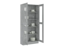 Vitrina de madera contrachapada gris sonoma 82,5x30,5x185,5 cm