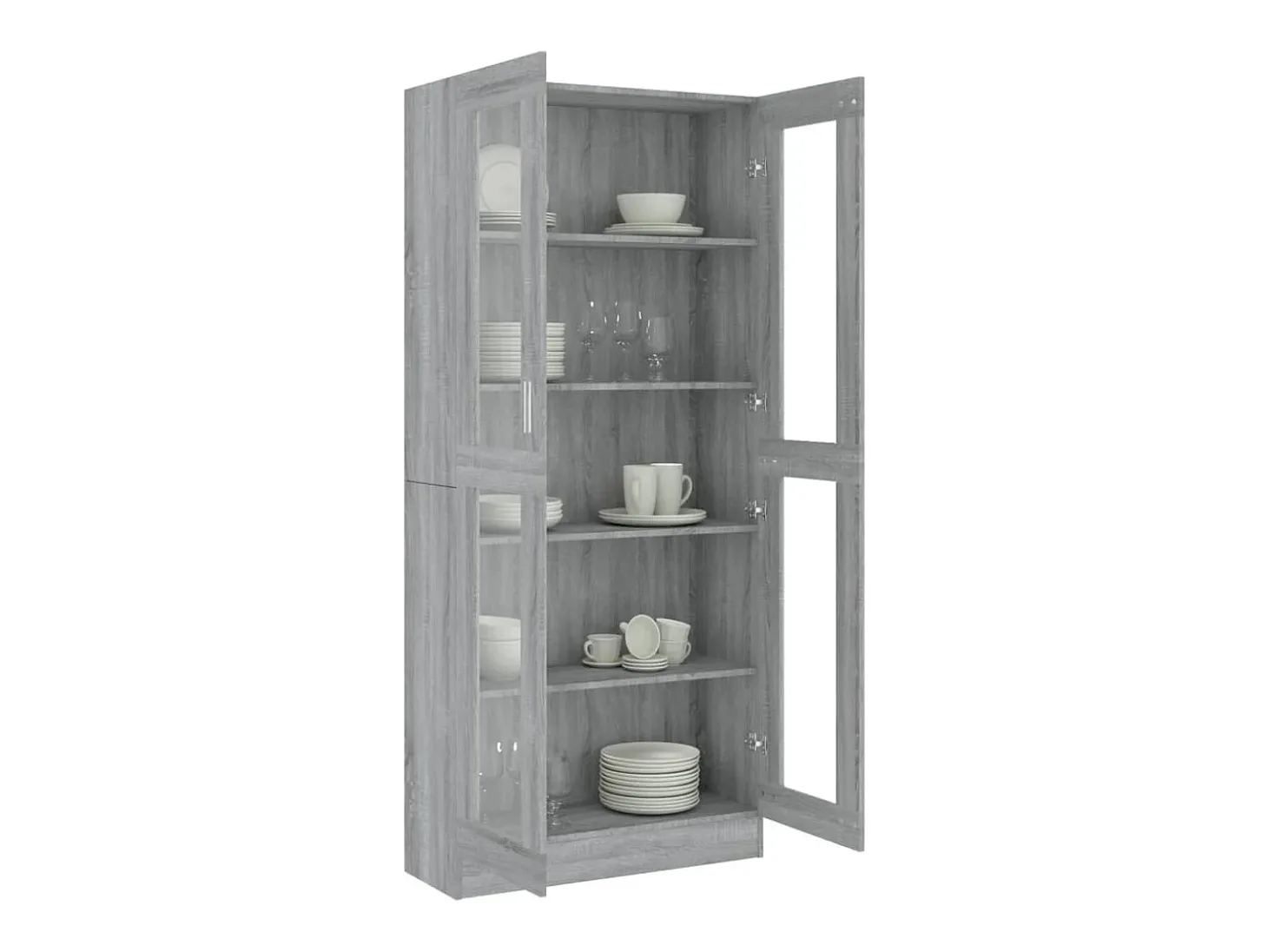 Vitrina de madera contrachapada gris sonoma 82,5x30,5x185,5 cm