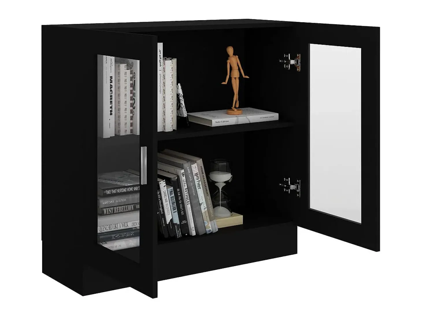 Vitrina de madera contrachapada negro 82,5x30,5x80 cm ES273277