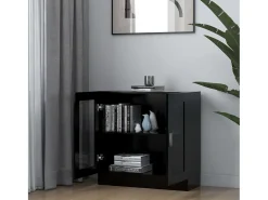 Vitrina de madera contrachapada negro 82,5x30,5x80 cm ES273277