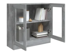 Vitrina de madera contrachapada gris sonoma 82,5x30,5x80 cm