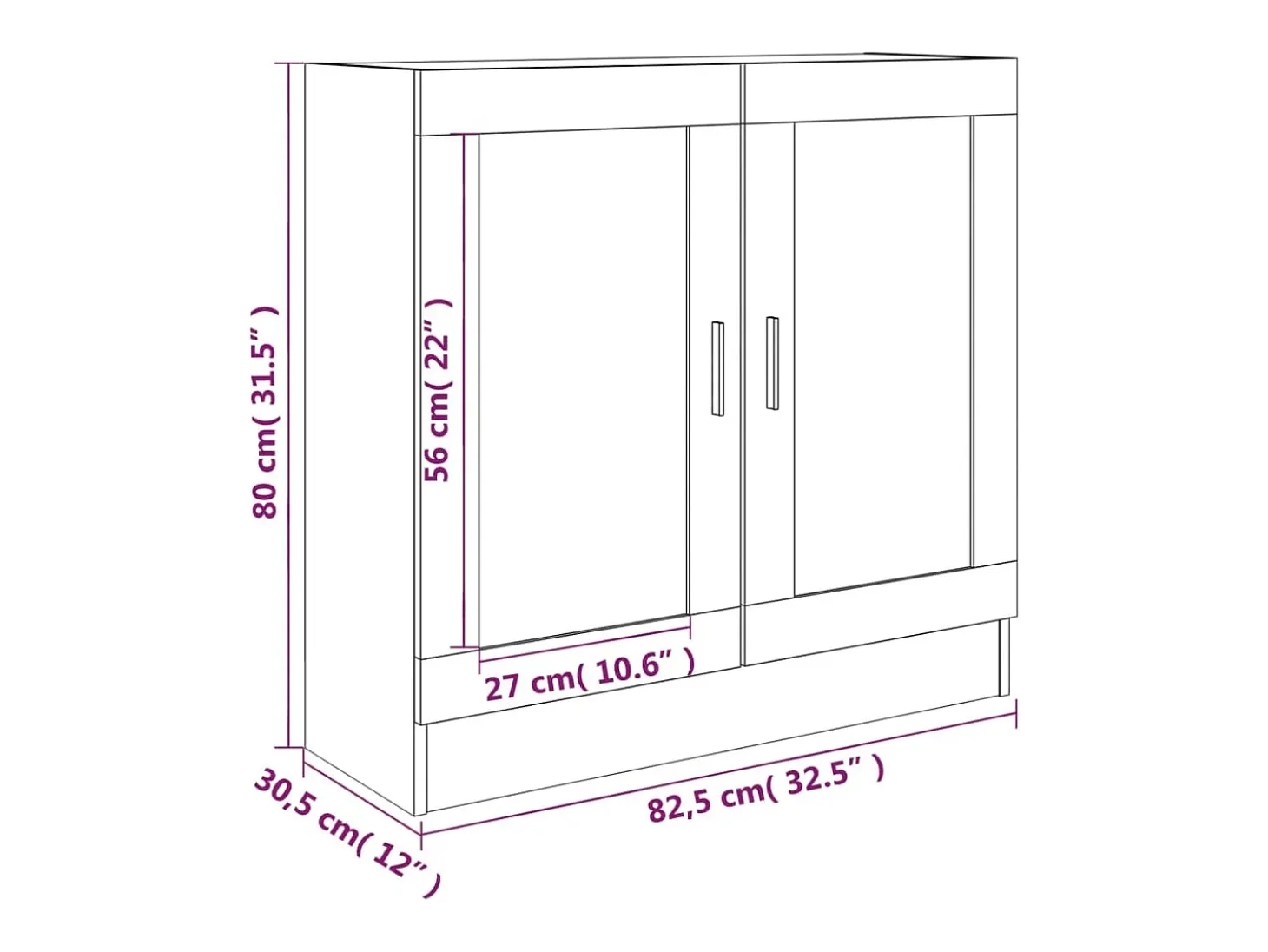 Vitrina de madera contrachapada gris sonoma 82,5x30,5x80 cm