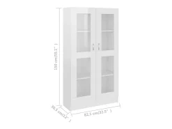 Vitrina de madera contrachapada blanco brillo 82,5x30,5x150 cm