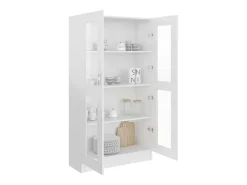 Vitrina de madera contrachapada blanco brillo 82,5x30,5x150 cm