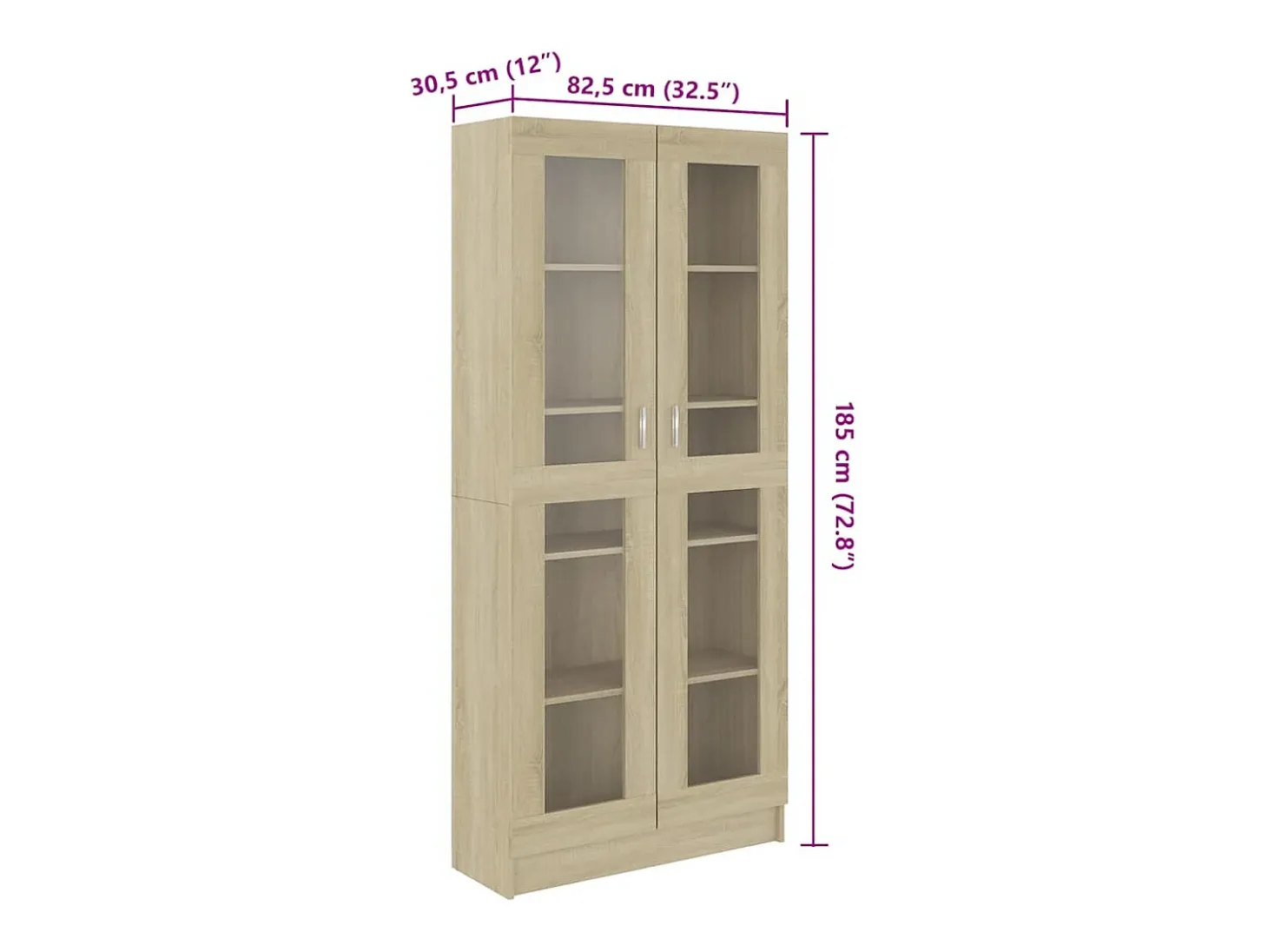 Vitrina de madera de ingeniería roble Sonoma 82,5x30,5x185 cm