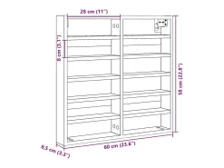 Vitrina de madera de ingeniería negra 60x8,5x58 cm