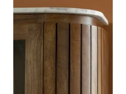 Vitrina de Madera de Mango y Mármol Siena - Mueble de Calidad con Patas Roscadas y Dimensiones 160x100x40