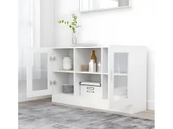 Vitrina de madera ingeniería blanca 120x30,5x70 cm ES888744