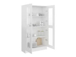 Vitrina de madera ingeniería blanco brillo 82,5x30,5x150 cm ES139306