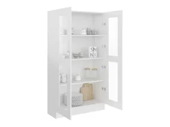 Vitrina de madera ingeniería blanco brillo 82,5x30,5x150 cm