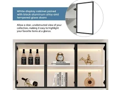 Vitrina de Pared - 6 Puertas Cristal + 3 Cajones - con LED RGB - Panel de Partículas 120x36x200cm