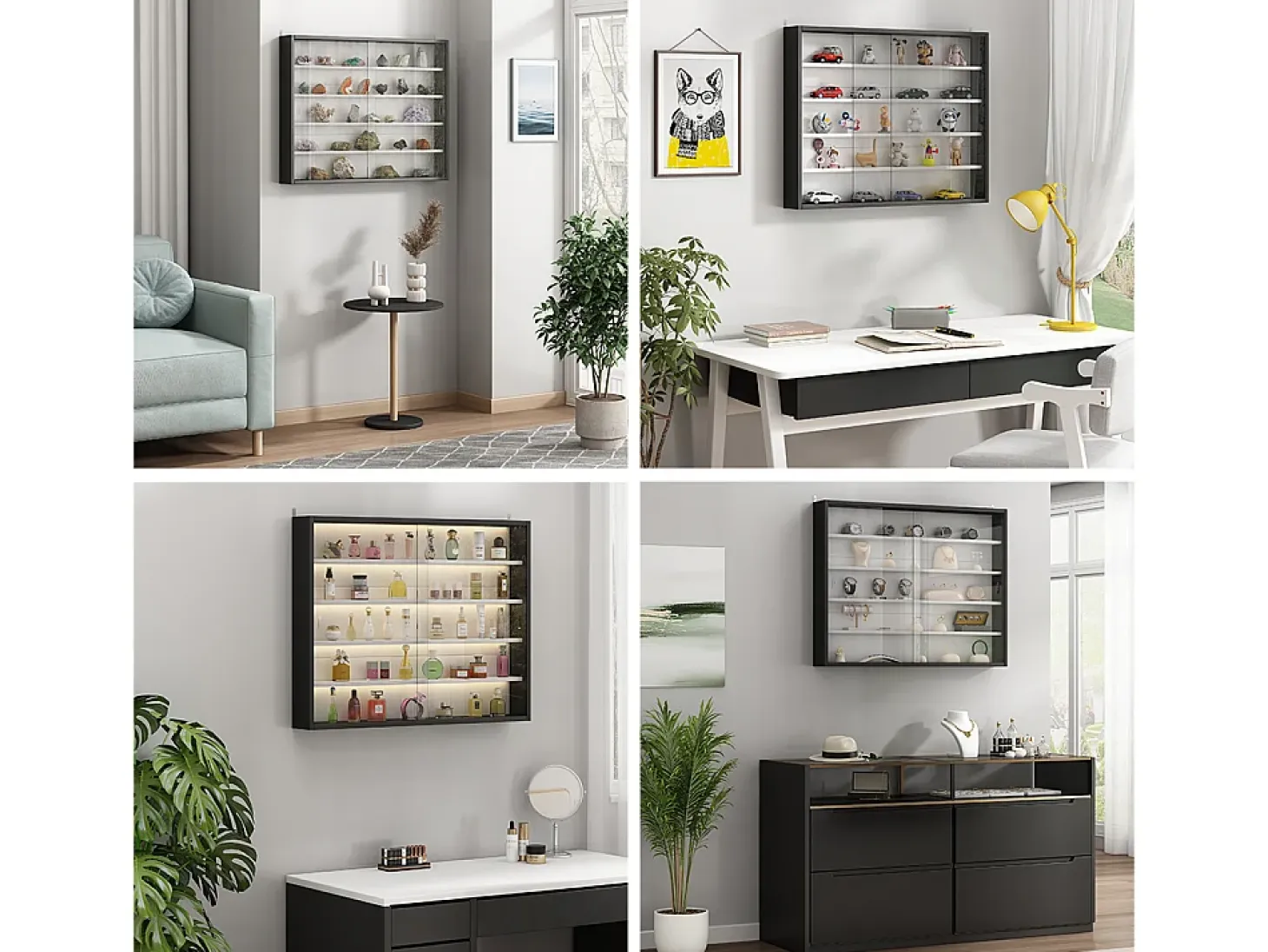 Vitrina de pared blanco/negro 80x10x60 showla