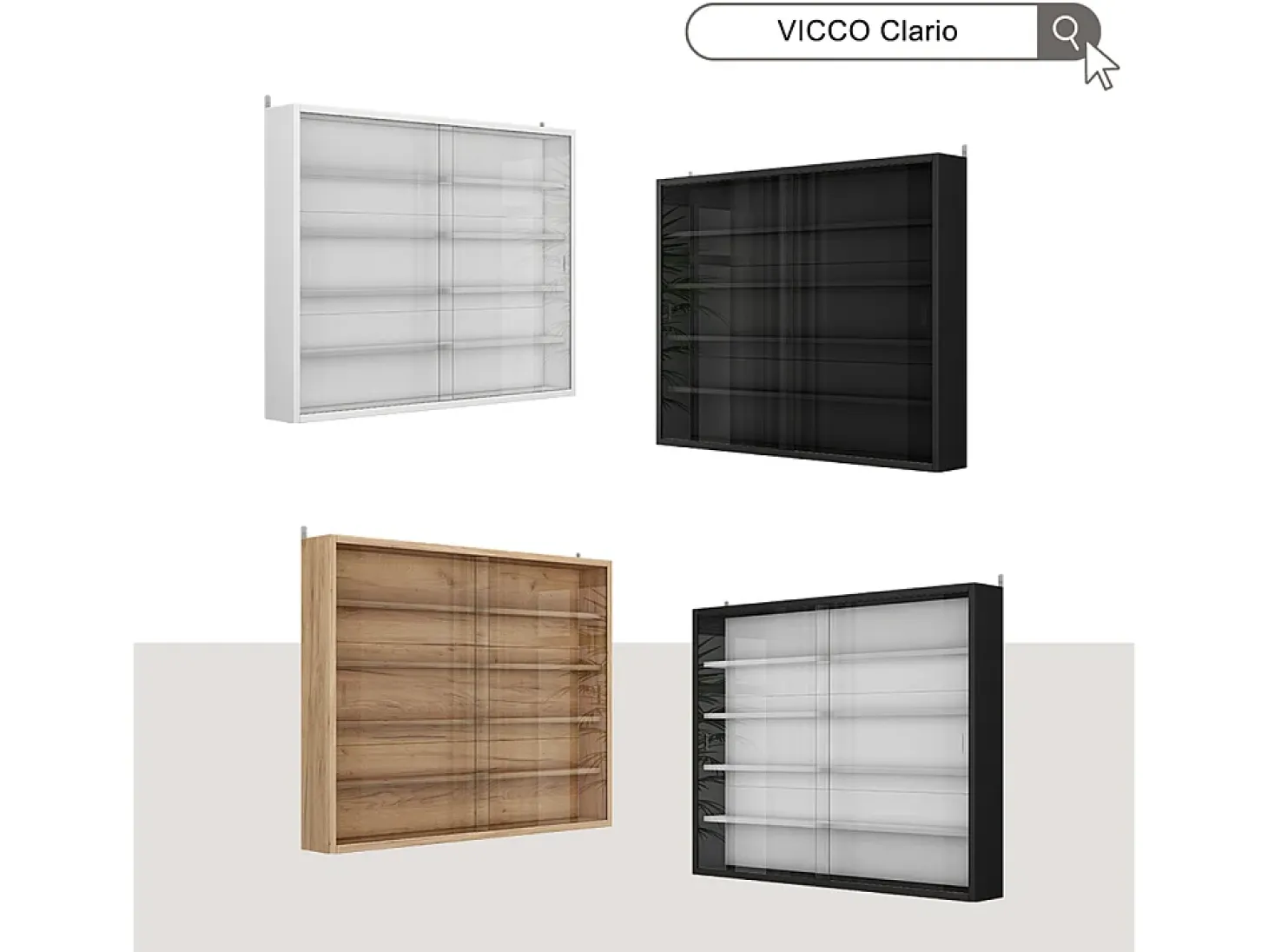 Vitrina de pared blanco/negro 80x10x60 showla