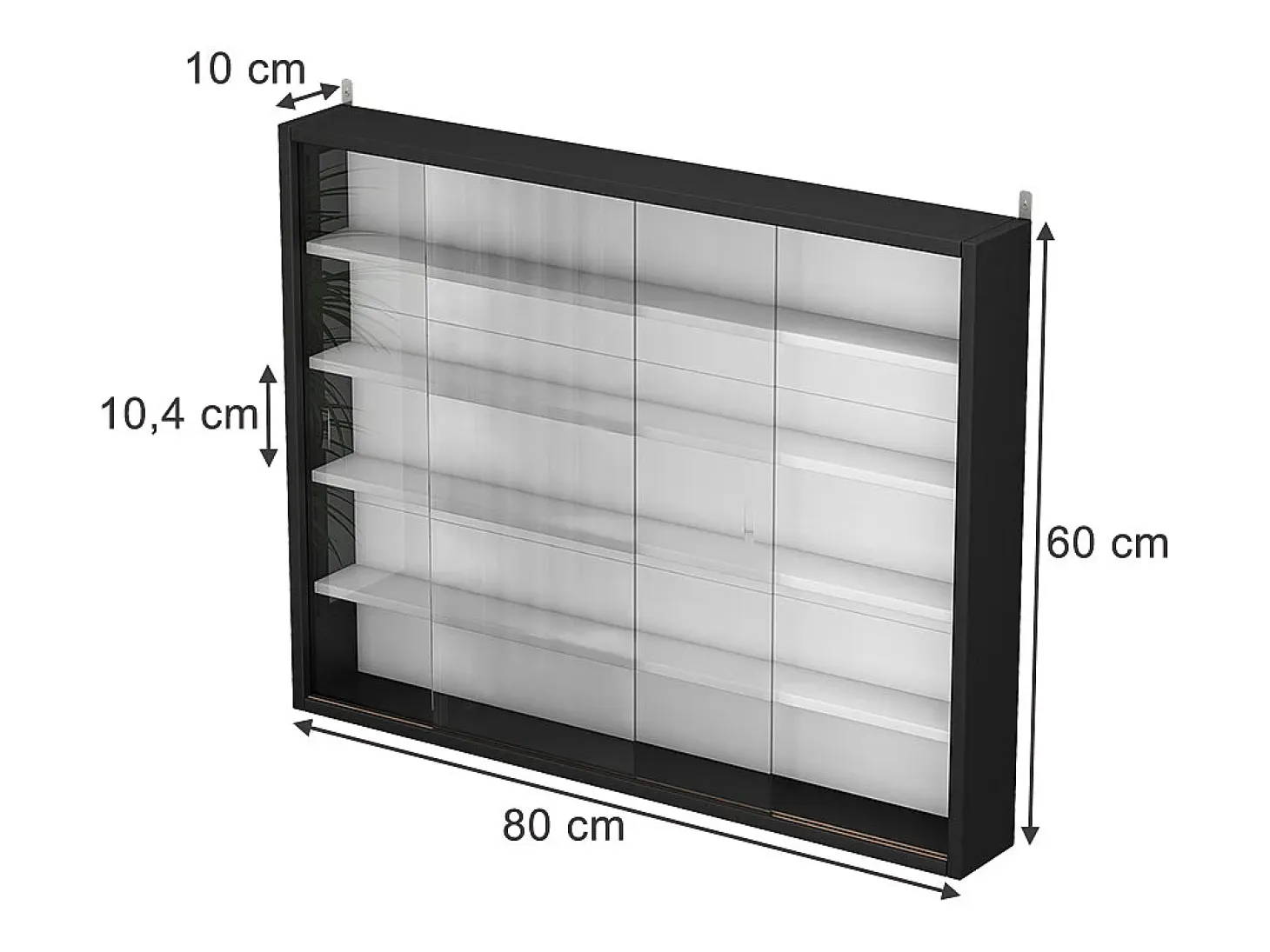 Vitrina de pared blanco/negro 80x10x60 showla